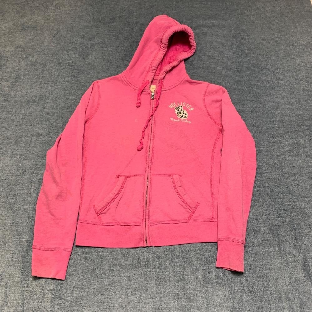Hollister Hoodie Womens Large Pink Beach Relay Logo Winter Fleece Lined Outdoor